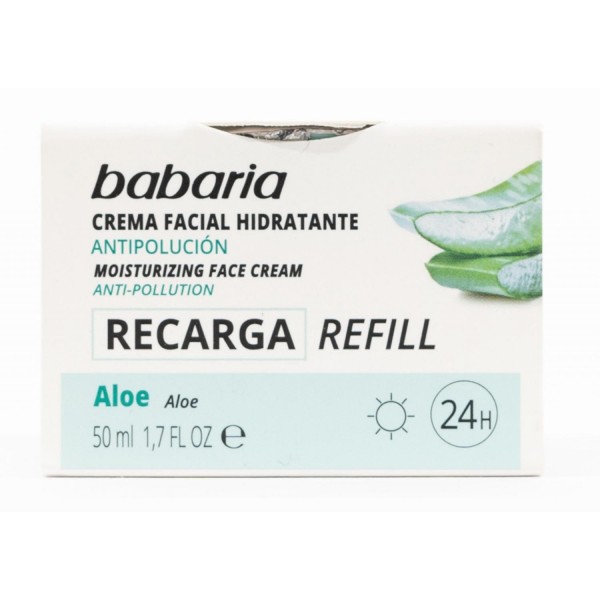 BABARIA ALOE VERA CREMA FACIAL HIDRATANTE ANTI-POLUCIÓN VEGANO RELLENO 50ML