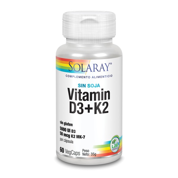 Solaray Vitamina D3 y K2 60 Vcaps 5000 Ui