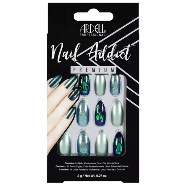 Ardell Nail Addict Green Glitter Chrome Uñas Postizas