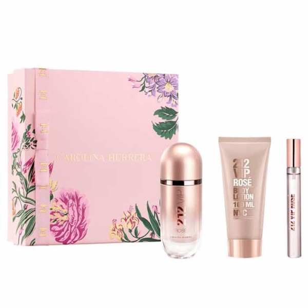 Carolina Herrera 212 Vip Rose Eau De Perfume Spray 80ml Set 3 Piezas