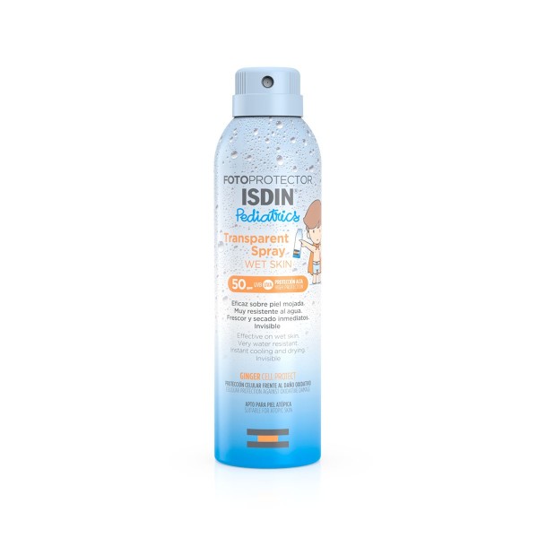 ISDIN PEDIATRICS WET SKIN SPRAY FOTOPROTECTOR SPF50 TRANSPARENT PIEL ATOPICA 250ML VAPORIZADOR