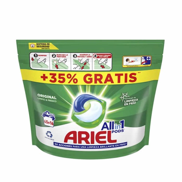 Ariel Pods Original 3en1 Detergente 61 Capsulas