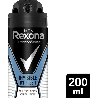 REXONA MEN INVISIBLE DESODORANTE ANTI-MANCHAS SIN ALCOHOL ICE FRESH 200ML VAPORIZADOR