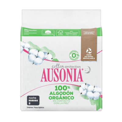 Ausonia Organic Compresas Noche Alas 8 U