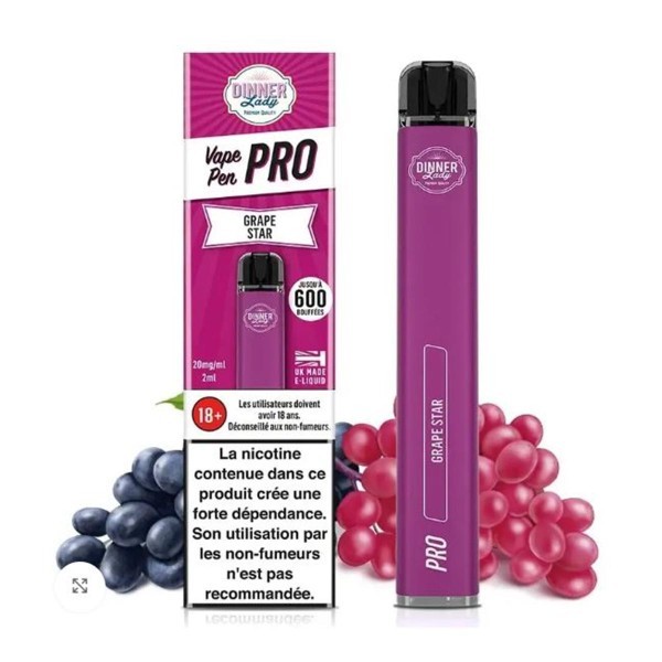 DINNER LADY PRO VAPEADOR GRAPE STAR SIN NICOTINA 1UN