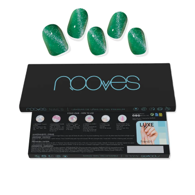 Nooves Láminas De Uñas De Gel Jade Glass Premium Glam Cat Eye Verde 20 U