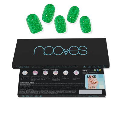 Nooves Láminas De Uñas De Gel Jade Glitter Glam Glitter Verde 20 U