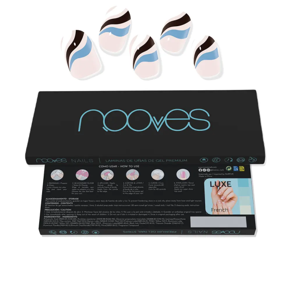 Nooves Láminas De Uñas De Gel Premium Glam Flowing Stream 20 U