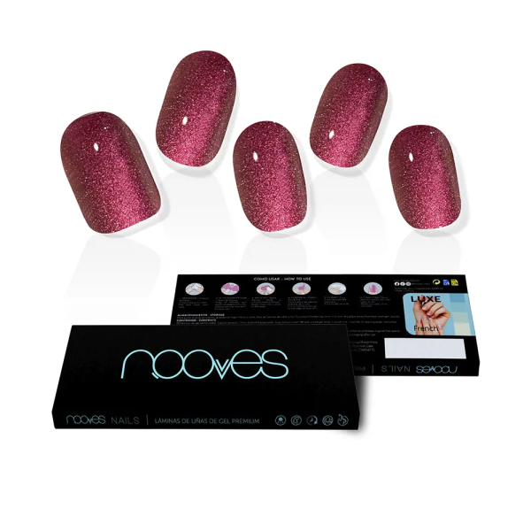 Nooves Láminas De Uñas De Gel Ruby Claret Premium Glam Glitter 20 U