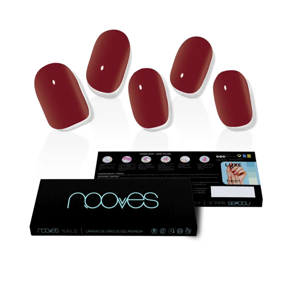 Nooves Láminas De Uñas De Gel Midnight Rain Premium Luxe Solid Rojo 20 U