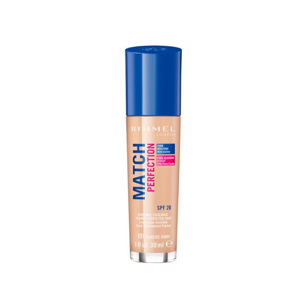 Rimmel London Match Perfection Base Spf20 101 Classic Ivory 30ml